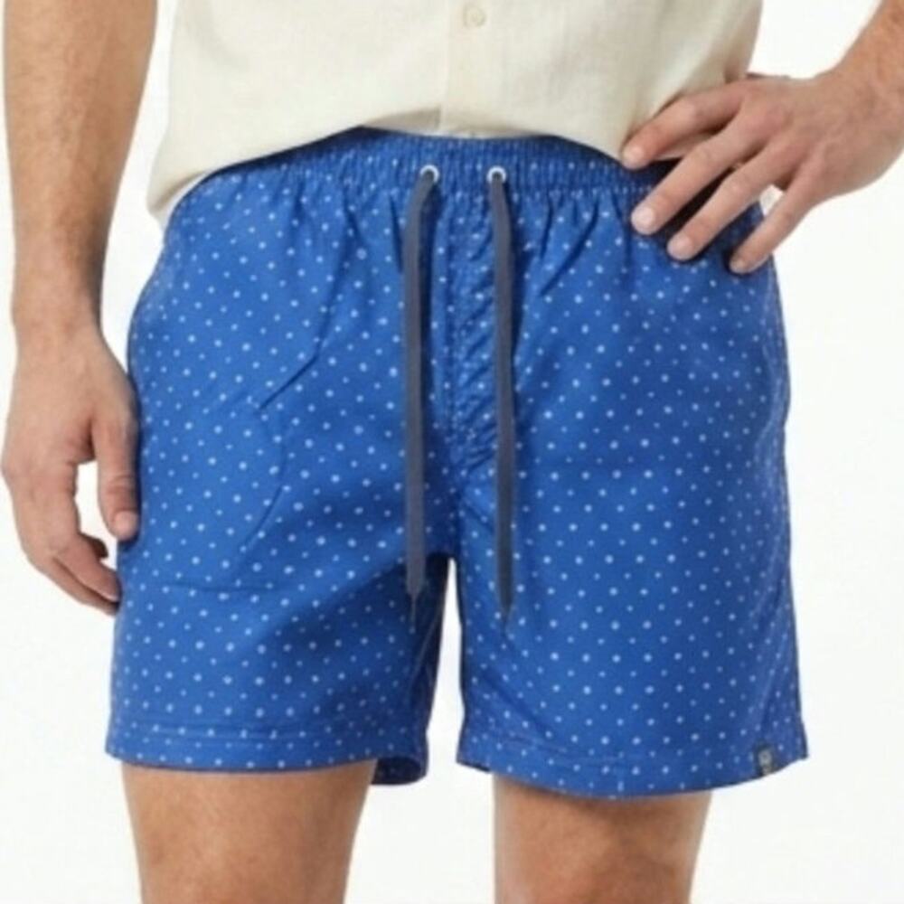 Vertical Sport Men’s Royal Blue Swim Trunks Geometric Micro Print Board Shorts